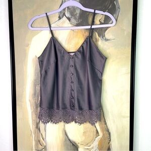 Hunkemoller Gray Satin Faux Button Camisole